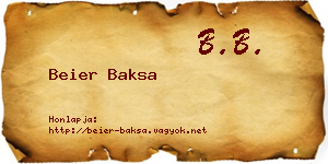 Beier Baksa névjegykártya